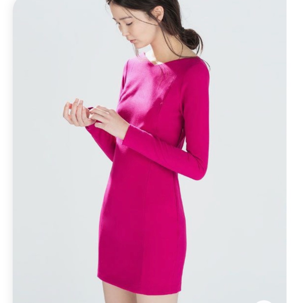 Zara Long Sleeve Pink/Fuschia Backless dress